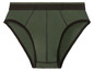 Grüne Unterhose mit schwarzem Saum.