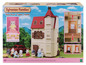 Sylvanian Families Rotes Dach Turmbau mit Persischer Katzenfigur.