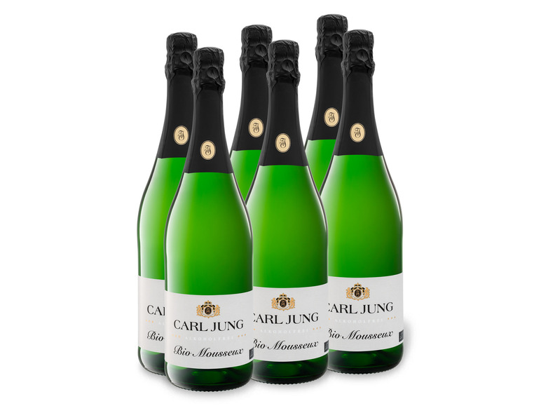 Gehe zu Vollbildansicht: 6 x 0,75-l-Flasche Weinpaket Carl Jung BIO Mousseux, schäumendes Getränk aus alkoholfreiem Wein - Bild 1