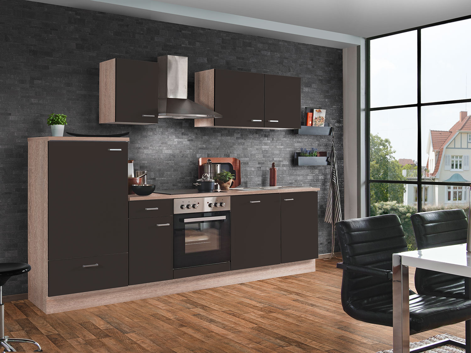 Menke Küchenblock Classic Leerblock 270/280/300/310cm (frei Bordsteinkante, lava, 270 cm (mit GS-Blende)) | 04039354094065