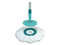 Ein blauer Wischmopp mit einem weißen Mikrofasertuch