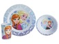 Ein Frozen Teller, Schüssel und Becher mit Bildern von Elsa und Anna.