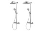 Zwei Duschsets mit Regendusche und Handbrause.