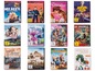 DVDs von Ice Age 5, Trolls, Barbie, Ninjago, Monster Island und Ballerina.