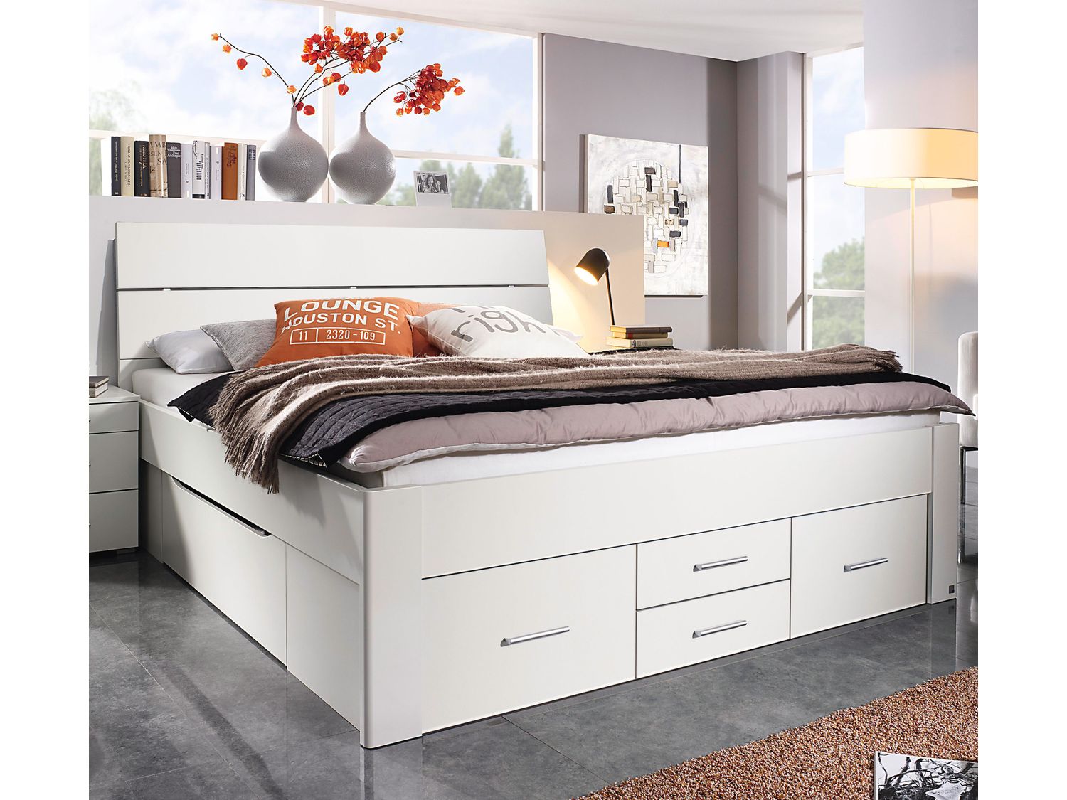 RAUCH ORANGE Scala - Futonbett (Dekor-Kopfteil,6 Schubkästen, Alpinweiß, 180x200cm) – Bild 2 von 2