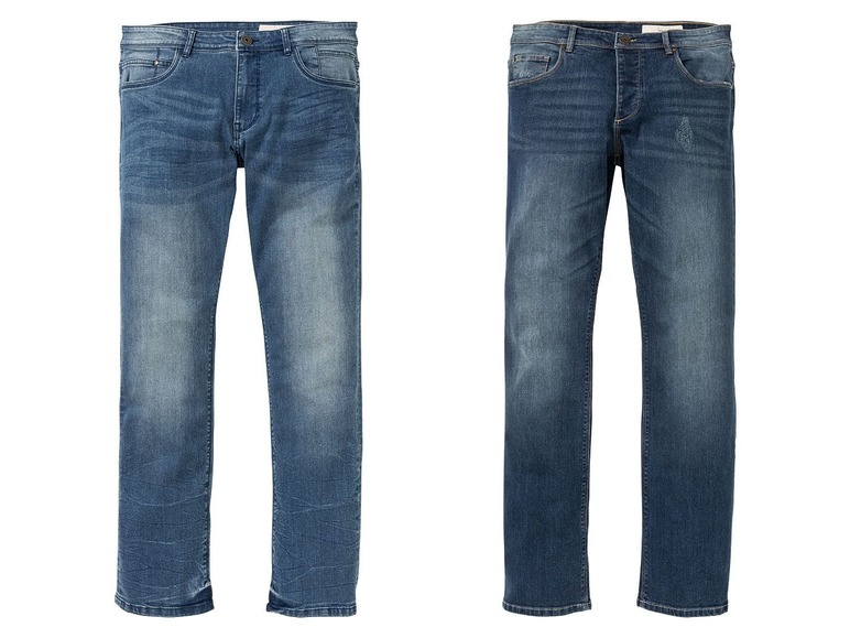 Gehe zu Vollbildansicht: LIVERGY® Jeans Herren, Straight Fit, in Used-Optik, Mit Knopfverschluss - Bild 1