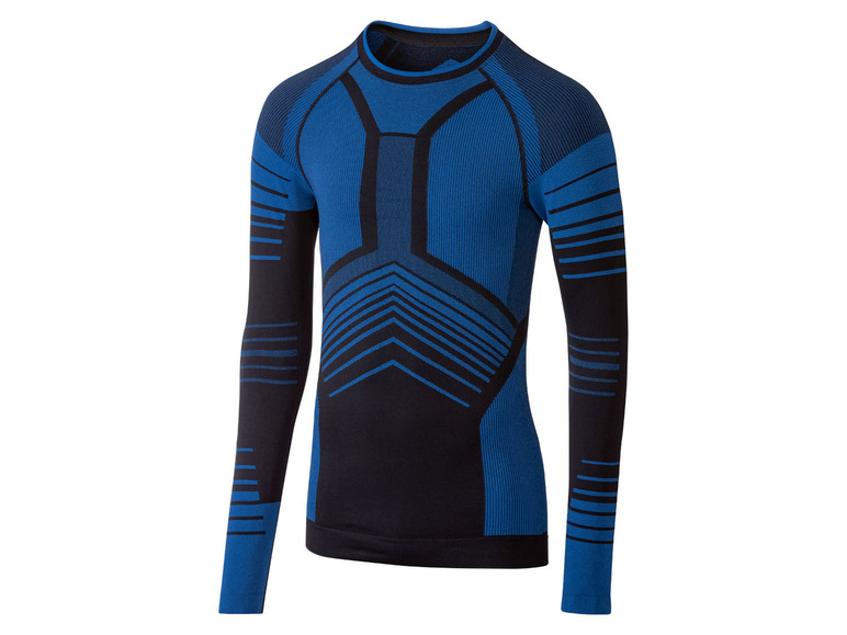 Ein blaues Langarm-Funktionsunterhemd.