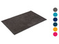 Graue Badezimmermatte mit weicher Textur.