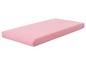 Ein rosafarbener Matratzenschutz.