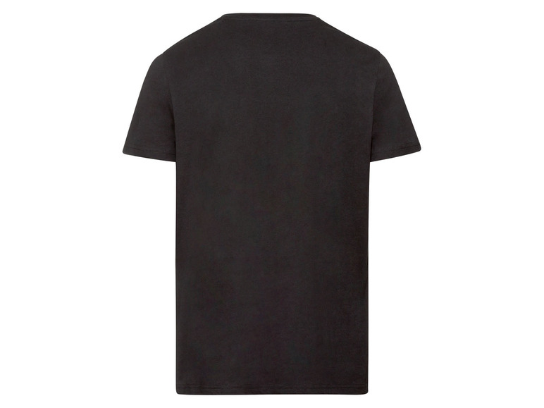 Ein schwarzes T-Shirt mit kurzen Ärmeln.