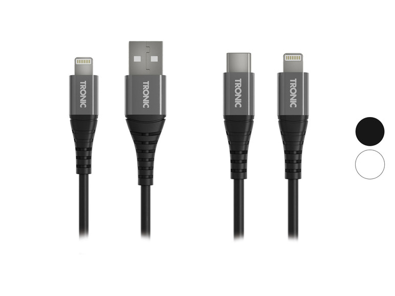 Gehe zu Vollbildansicht: TRONIC® Lade- und Datenkabel Lightning und USB-C, 1 m - Bild 1