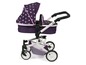 Ein rosa und lila Puppenwagen mit Sternmuster