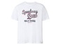 Weißes T-Shirt mit 'Speedway Race' Druck.