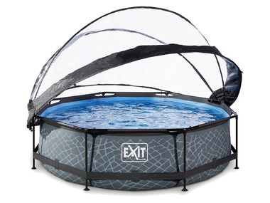 EXIT Frame Pool »Stoneoptik«, Rahmenpool mit Sonnendach und Filterpumpe, natürliches Design