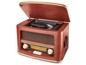 Ein Vintage-Holzradio mit CD-Player von Dual.