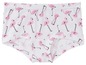 Weiße Unterhose mit pinkem Flamingomuster.