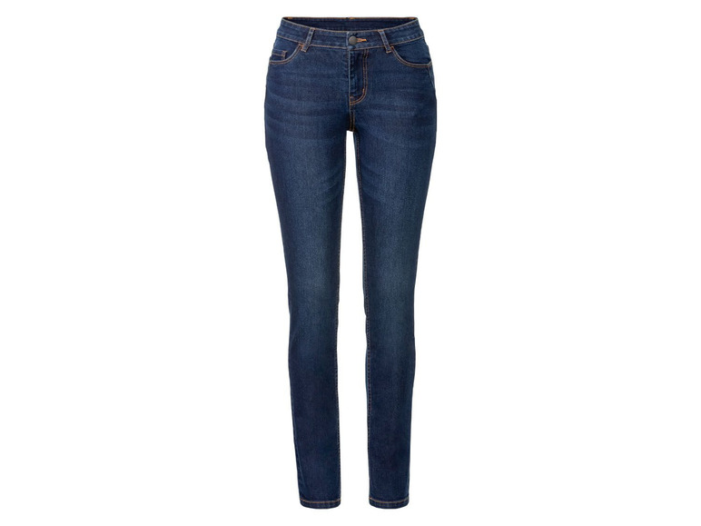 Eine blaue Damen-Skinny-Jeans.