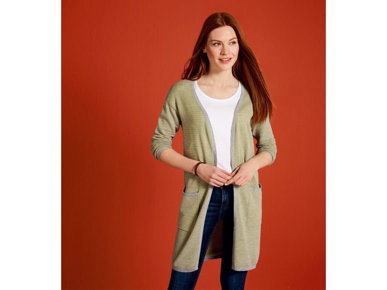 Gehe zu Vollbildansicht: ESMARA® Long Cardigan Damen, mit Strukturstrick und aufgesetzten Taschen, mit Baumwolle - Bild 7