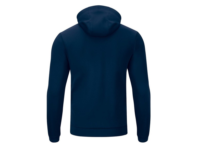 Ein dunkelblauer Hoodie mit Kapuze.