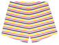 Gestreifte Shorts in Schwarz, Weiß, Rosa und Gelb.