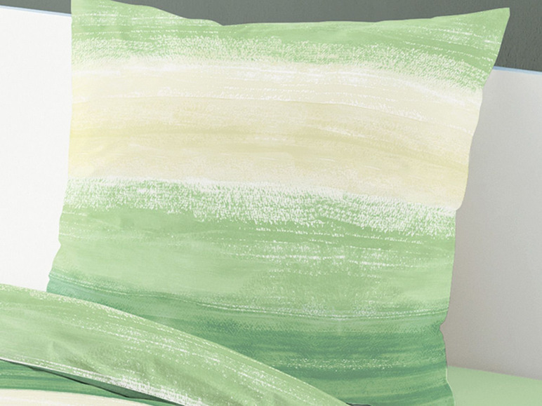 Gehe zu Vollbildansicht: Bierbaum Mako-Satin Bettwäsche »Pastell Streifen«, Grün-Gelb - Bild 3