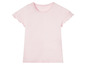 Rosa T-Shirt mit kurzen Ärmeln und Rüschen.