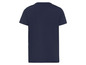 Ein dunkelblaues T-Shirt mit kurzen Ärmeln.