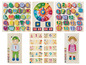Holzp Puzzles mit Buchstaben, Zahlen und Figuren.