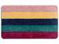Ein rosa, gelber, blauer, grüner und roter Teppich mit horizontalen Streifen.