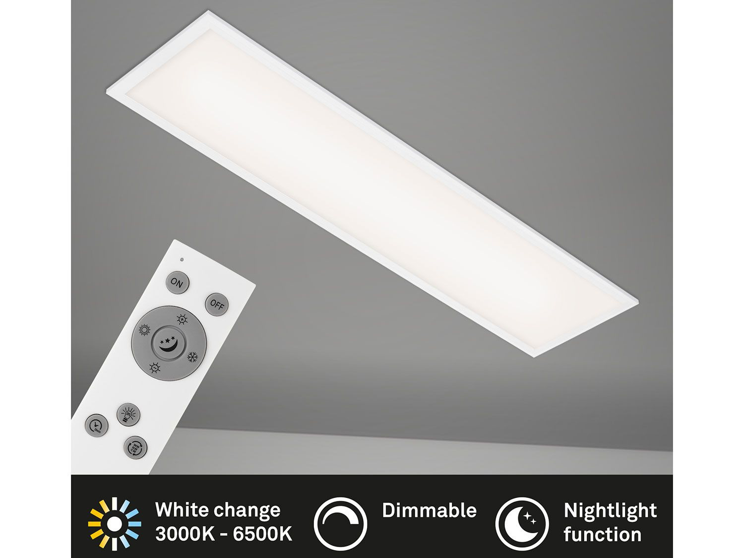 Briloner LED Decken-Panel, dimmbar, Farbtemperatursteu…