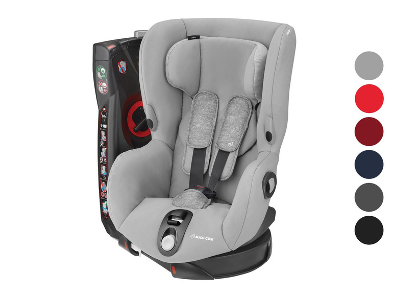 Maxi-Cosi Autositz in grau mit schwarzer Basis.