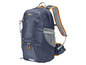 Ein blauer Rucksack mit orangefarbenen Akzenten.