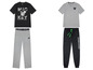 Zwei Mickey Mouse Pyjamas mit langer Hose und T-Shirt.