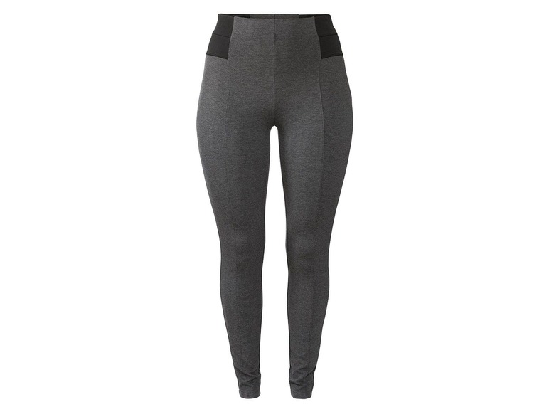 Graue Leggings mit hohem Bund.
