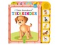Ein interaktives Soundbuch für Babys mit Bildern von einem Welpen, einer Katze, einem Entchen, einem Fohlen und einem Kalb.