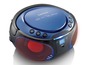 Ein blauer Lenco CD-Player mit Bluetooth, USB und Partylicht.