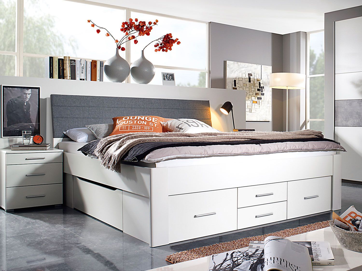 RAUCH ORANGE Scala - Futonbett (StauraumKopfteil,6 Schubkästen, Alpinweiß, 180x200cm) – Bild 2 von 4