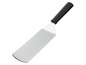 Ein Metallspatel mit schwarzem Griff.