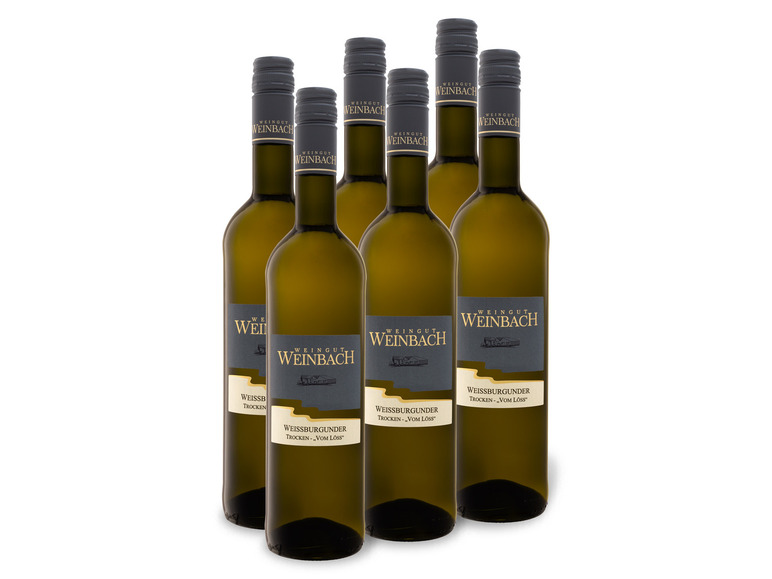 Gehe zu Vollbildansicht: 6 x 0,75-l-Flasche Weinpaket Weingut Weinbach Weißburgunder "Vom Löss" QbA trocken, Weißwein - Bild 1