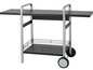 Servierwagen mit zwei Ablagen und Rollen.