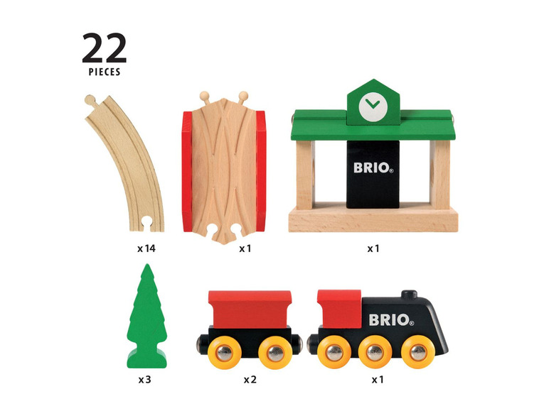 Gehe zu Vollbildansicht: BRIO 33028 »Bahn Acht Set - Classic Line«, 22-teilig, mit Holzzug, ab 2 Jahren - Bild 8
