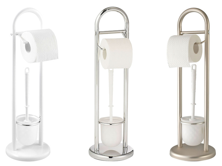 Gehe zu Vollbildansicht: Wenko Stand-WC-Garnitur »Siena«, mit rundem Standfuß, aus Stahl und Kunststoff - Bild 1