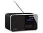 Ein schwarzes Grundig FM/DAB+ Radio mit Antenne.