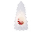 Weiße Weihnachtsbaum-Kerze mit Weihnachtsmann-Motiv.