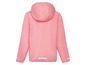Eine rosafarbene Windjacke mit Kapuze.