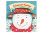 Ein Buchcover mit einem freundlichen Schneemann, der einen roten Schal mit weißen Punkten trägt.