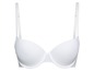 Ein weißer BH mit glatten Cups und verstellbaren Trägern.