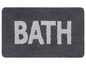 Eine graue Badezimmermatte mit dem Schriftzug BATH