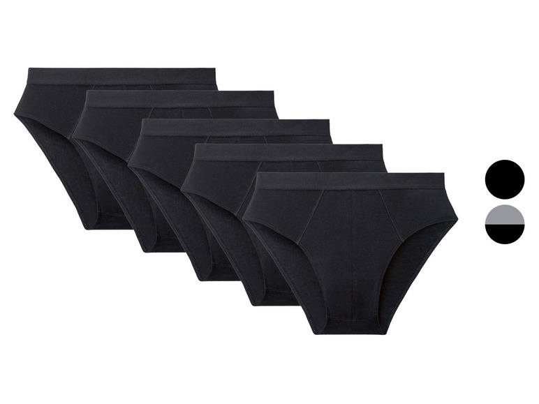 Fünf Paar schwarze Herren-Slips.