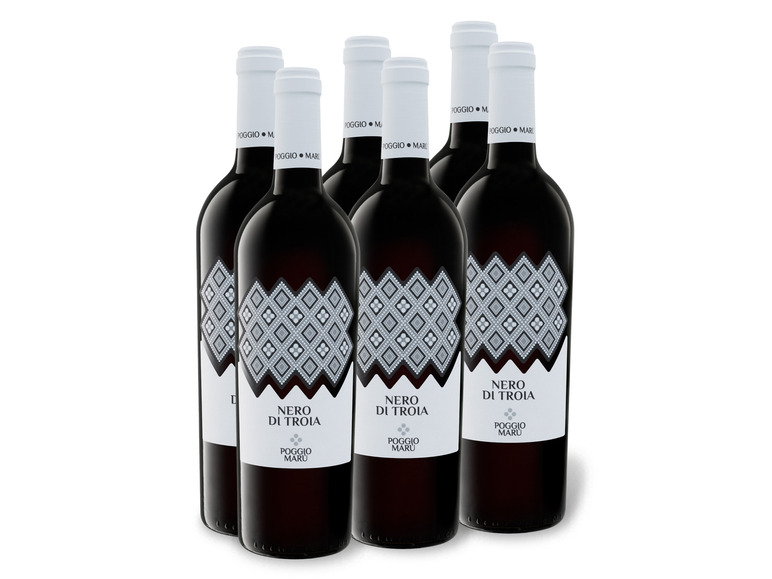 Gehe zu Vollbildansicht: 6 x 0,75-l-Flasche Weinpaket Poggio Maru Nero di Troia Puglia IGP, Rotwein - Bild 1